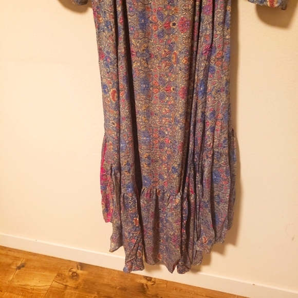 Karma Highway Flowy Silky Tier Hi-Lo Dress Lt.Blue/Rose OS-NWT - Picture 8 of 10